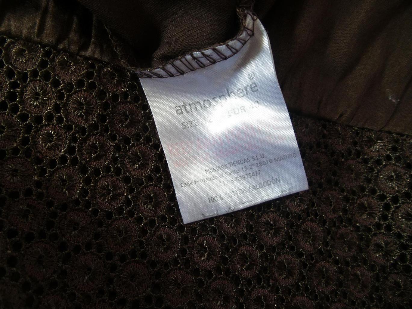ATMOSPHERE Rozmiar 40 Kolor Brązowy Kwadratowy dekolt Sukienka Prostokątna Bezrękawnik Do Kolan Materiał Bawełna