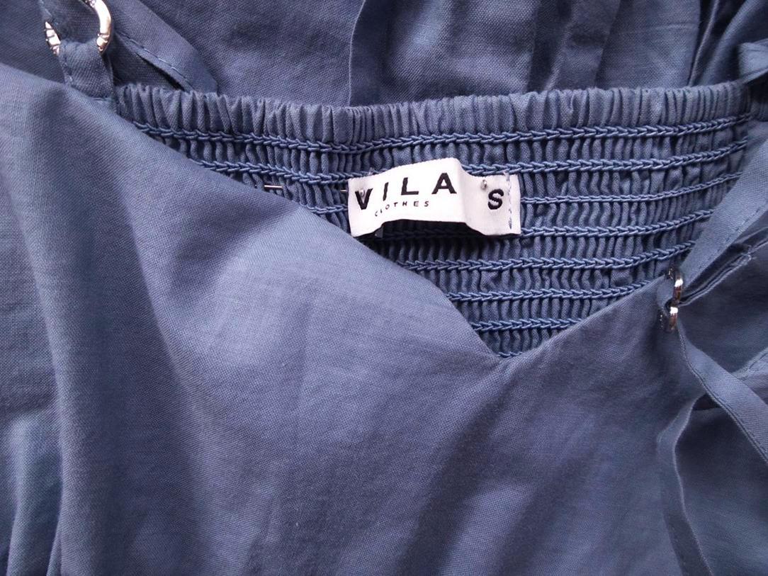 Vila Rozmiar S Kolor Niebieski W serek Sukienka Mini Bezrękawnik Krótka Materiał Bawełna Vila Rozmiar S Kolor Niebieski W serek Sukienka Mini Bezrękawnik Krótka Materiał Bawełna
