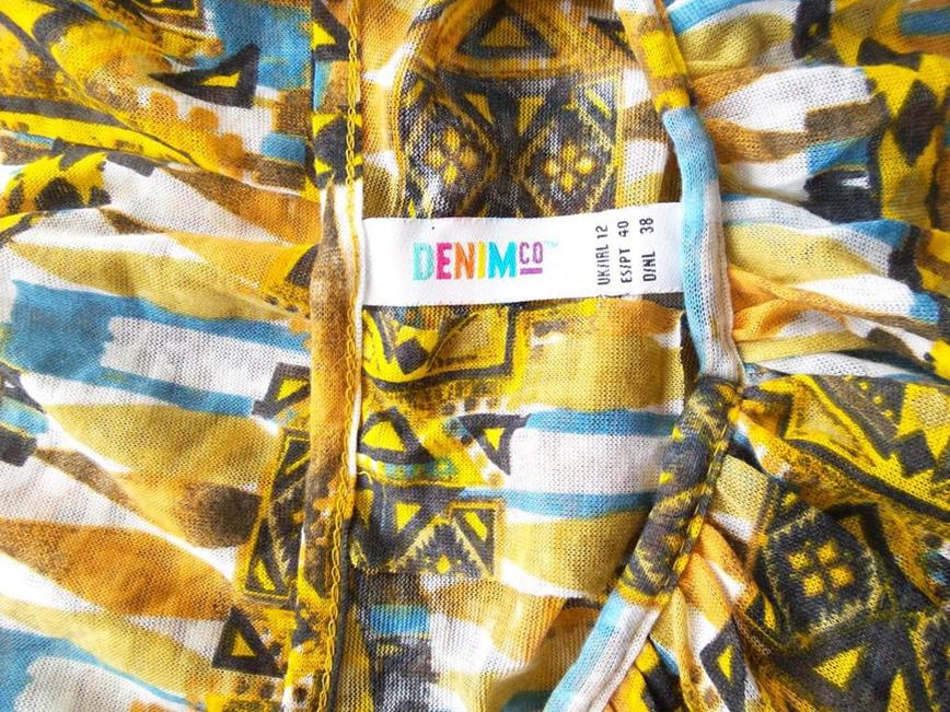 Denim Rozmiar 38 Geometryczny Okrągły dekolt Bluzka Bezrękawnik Denim Rozmiar 38 Geometryczny Okrągły dekolt Bluzka Bezrękawnik