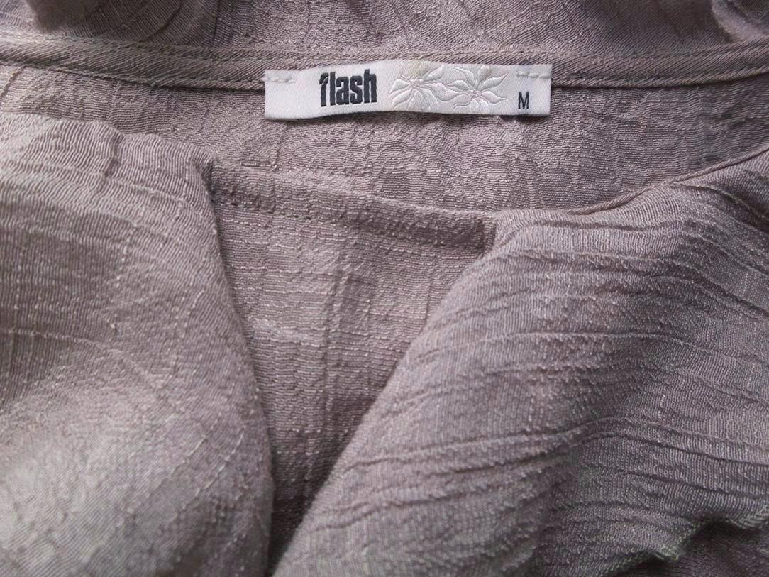 Flash Rozmiar M Kolor Beżowy Okrągły dekolt Tunika Bluzka Krótki rękaw Materiał Rayon