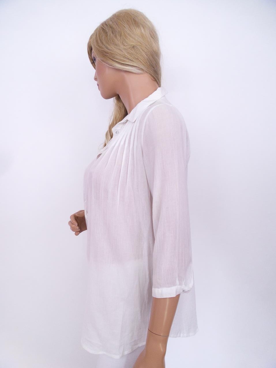 IN WEAR Rozmiar 32 Kolor Biały Kołnierz Tunika Popover Bluzka Rękaw 3/4 Materiał Bawełna 100% IN WEAR Rozmiar 32 Kolor Biały Kołnierz Tunika Popover Bluzka Rękaw 3/4 Materiał Bawełna 100%