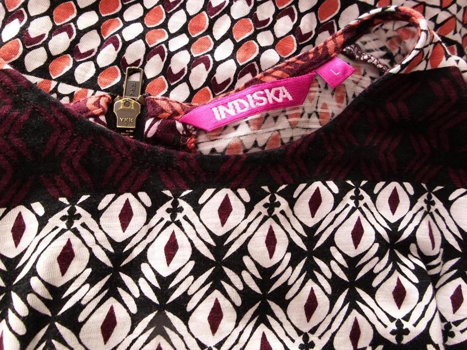 Indiska Rozmiar L Crew Neck Sukienka Prostokątna Bezrękawnik Do Kolan Materiał Bawełna 100%