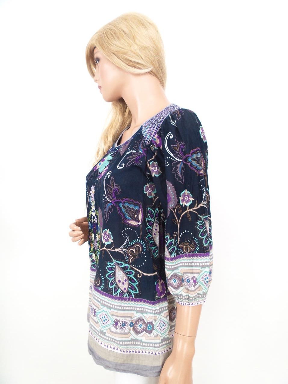 Saint tropez Rozmiar XS/S Paisley Okrągły dekolt Tunika Bluzka Rękaw 3/4 Materiał Bawełna 100% Saint tropez Rozmiar XS/S Paisley Okrągły dekolt Tunika Bluzka Rękaw 3/4 Materiał Bawełna 100%