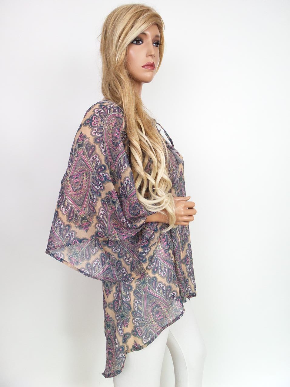 Saint tropez Rozmiar M Damask Paisley Okrągły dekolt Tunika Bluzka Rękaw 3/4 Materiał Bawełna 100%