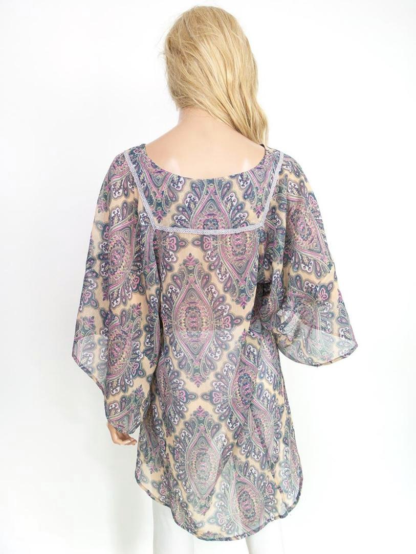 Saint tropez Rozmiar M Damask Paisley Okrągły dekolt Tunika Bluzka Rękaw 3/4 Materiał Bawełna 100%