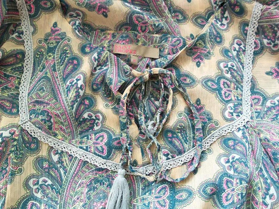 Saint tropez Rozmiar M Damask Paisley Okrągły dekolt Tunika Bluzka Rękaw 3/4 Materiał Bawełna 100%