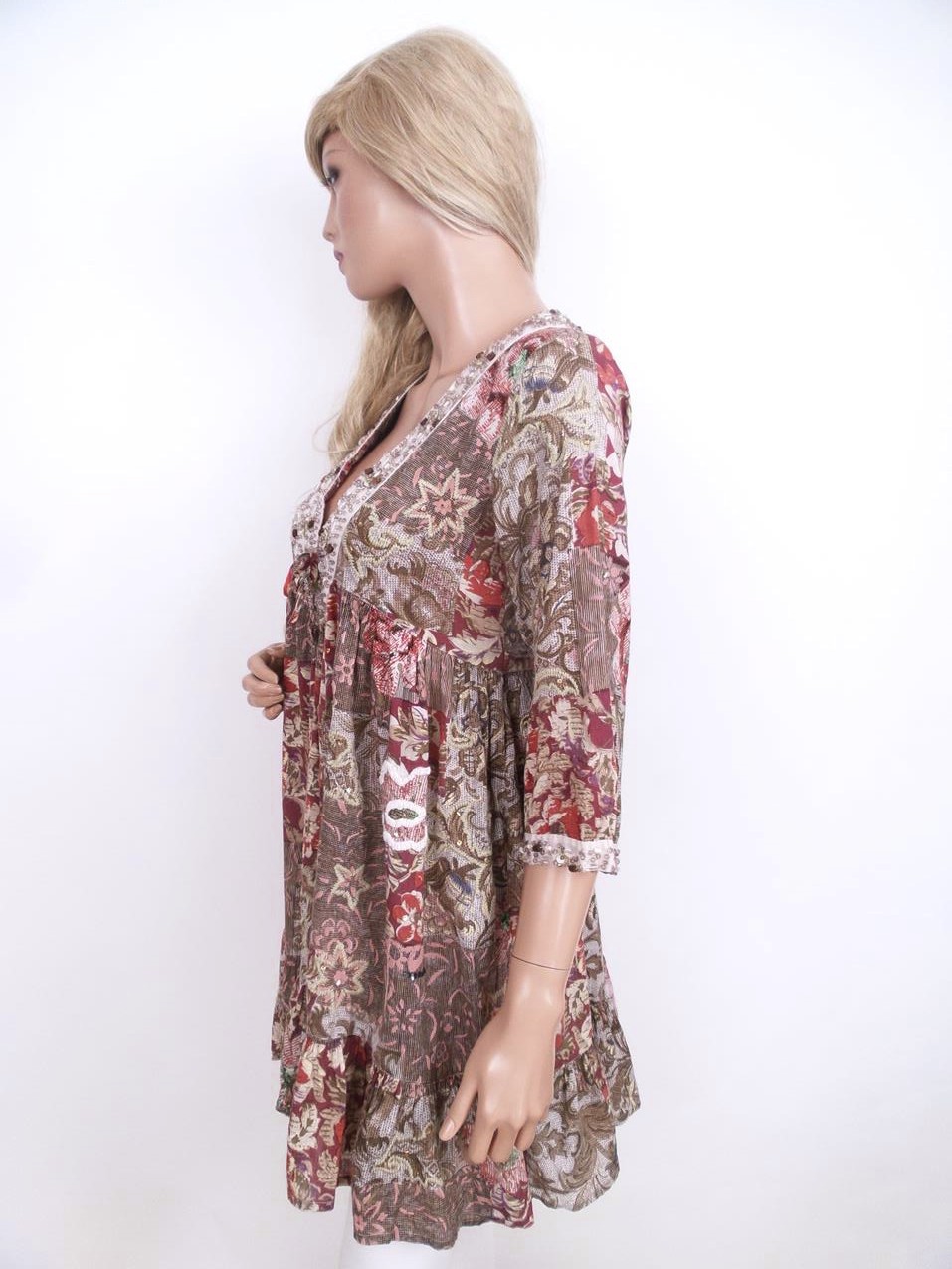 DIDI Rozmiar XS Paisley W serek Tunika Bluzka Rękaw 3/4 Materiał Bawełna 100% DIDI Rozmiar XS Paisley W serek Tunika Bluzka Rękaw 3/4 Materiał Bawełna 100%