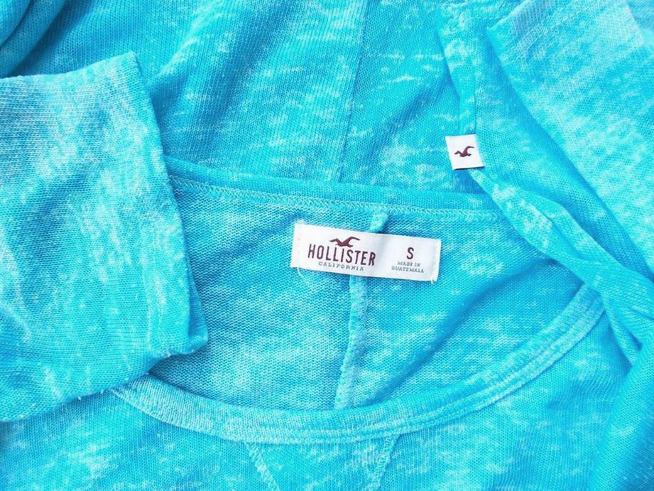 Hollister Rozmiar S Kolor Niebieski Dekolt U Bluzka Krótki rękaw Materiał Bawełna