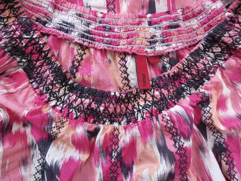 Fransa Rozmiar L Floral Abstrakt W łódkę Tunika Bluzka Rękaw 3/4 Materiał Bawełna 100% Fransa Rozmiar L Floral Abstrakt W łódkę Tunika Bluzka Rękaw 3/4 Materiał Bawełna 100%