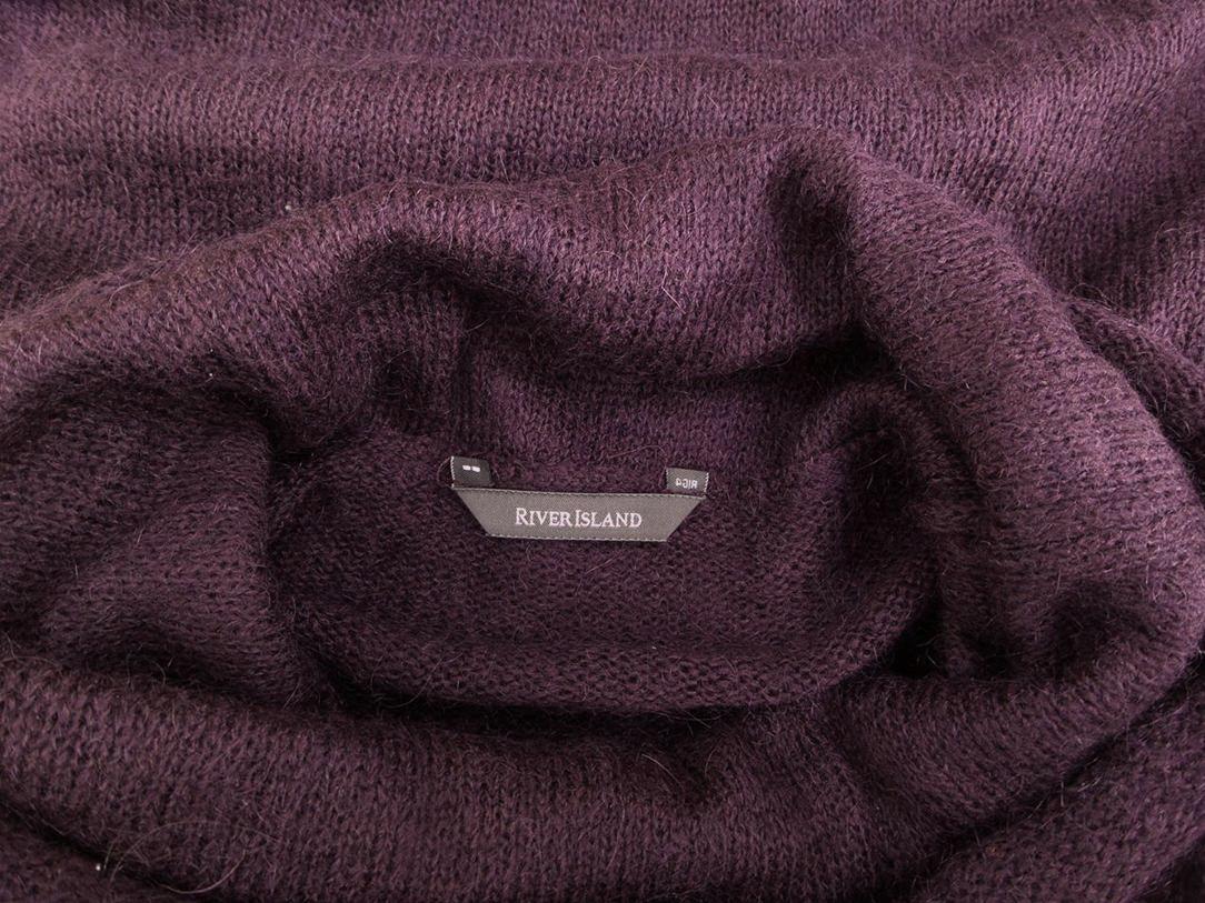 River island Rozmiar S/M Drapowany dekolt Sweter Krótki rękaw Materiał Akryl Cienka dzianina