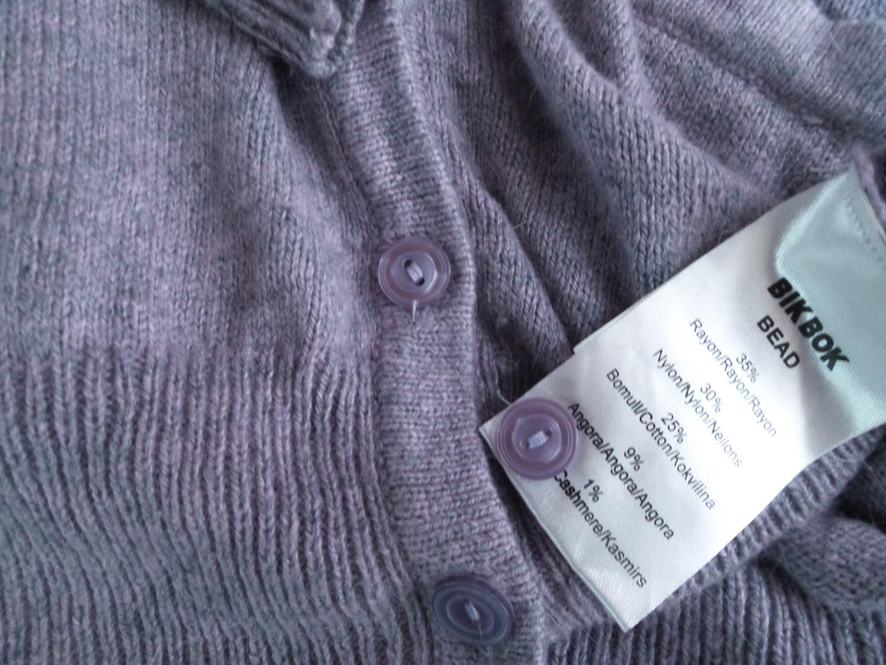 BIK BOK Rozmiar M W serek Kardigan Zapinany Długi rękaw Materiał Rayon Cienka dzianina