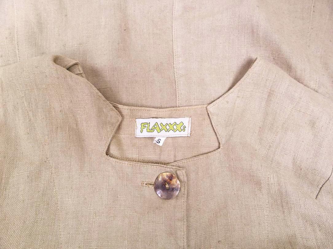 Flaxxxs Rozmiar S Split Crew Neck Tunika Zapinana Bluzka Długi rękaw Materiał Len 100% Flaxxxs Rozmiar S Split Crew Neck Tunika Zapinana Bluzka Długi rękaw Materiał Len 100%