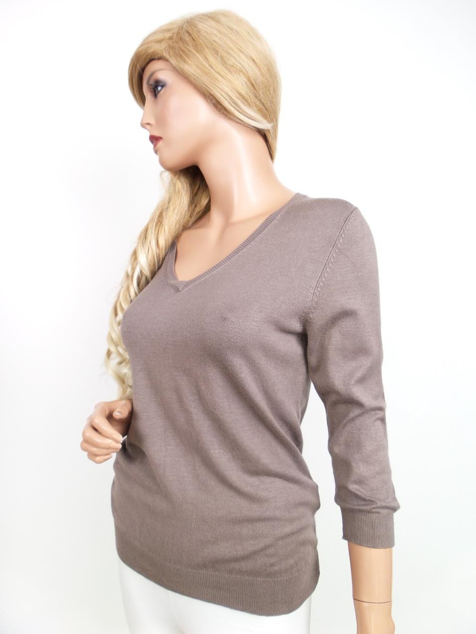 Marks&spencer Rozmiar 42 (14) W serek Sweter Rękaw 3/4 Materiał Wiskoza Cienka dzianina