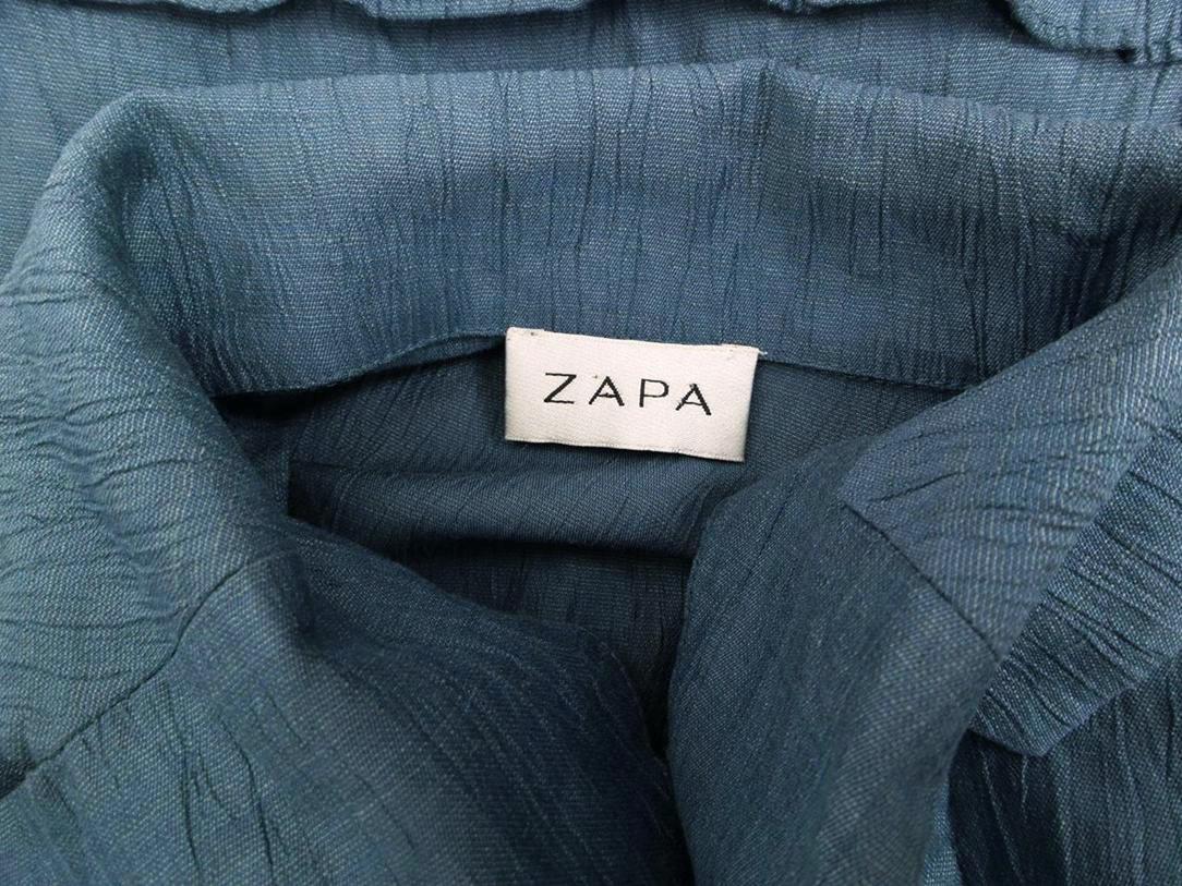 Zapa Kołnierz Bluzka Zapinana Rękaw 3/4 Materiał Len Zapa Kołnierz Bluzka Zapinana Rękaw 3/4 Materiał Len
