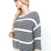 Topshop Rozmiar 38 Pasy W łódkę Sweter Rękaw 3/4 Materiał Bawełna 100% Gruba dzianina