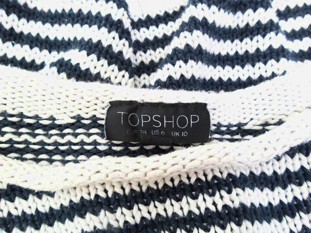 20161026_125040.jpg Topshop Rozmiar 38 Pasy W łódkę Sweter Rękaw 3/4 Materiał Bawełna 100% Gruba dzianina