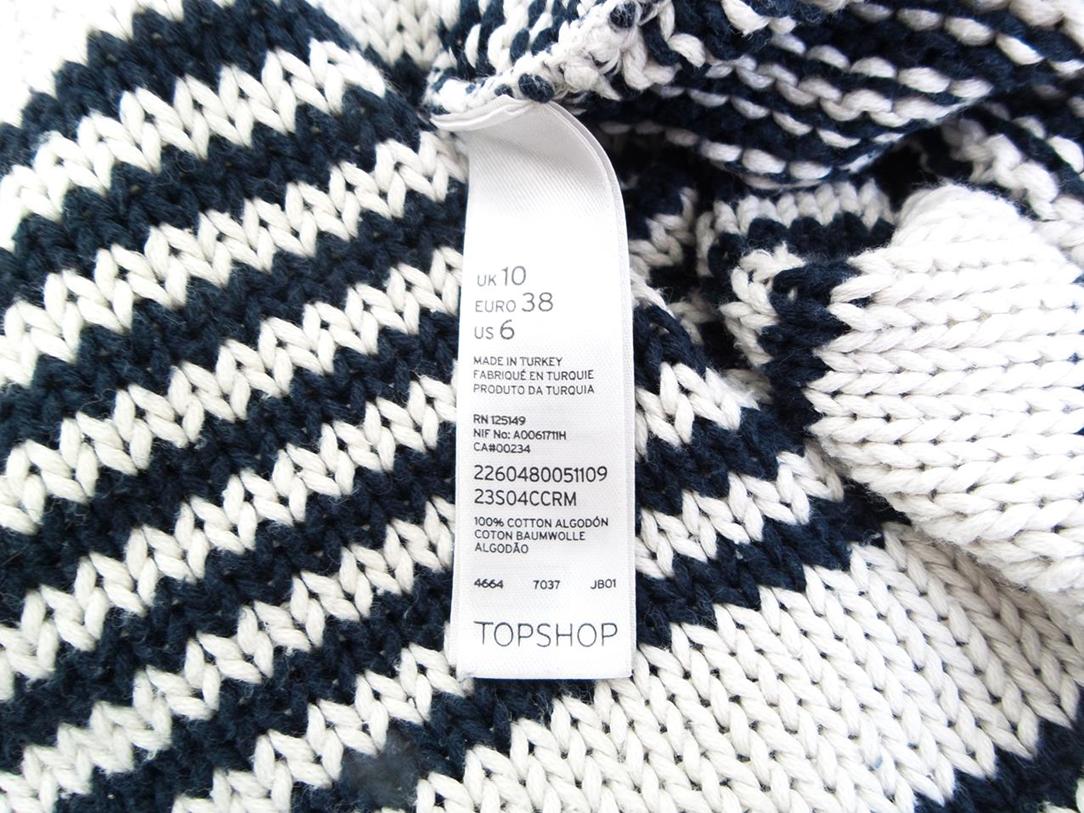 20161026_125114.jpg Topshop Rozmiar 38 Pasy W łódkę Sweter Rękaw 3/4 Materiał Bawełna 100% Gruba dzianina