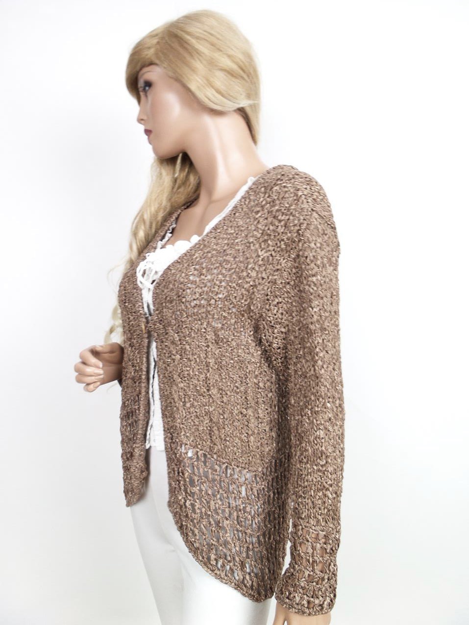 20161102_155653.jpg Sweet Dream Rozmiar M/L W serek Kardigan Zapinany Długi rękaw Materiał Rayon Otwarta dzianina