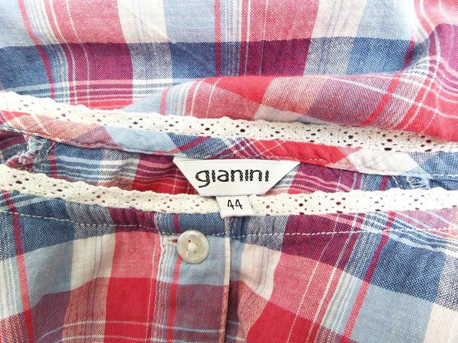 GIANINI Rozmiar 44 Krata Okrągły dekolt Sukienka A-Line Krótki rękaw Materiał Bawełna 100% GIANINI Rozmiar 44 Krata Okrągły dekolt Sukienka A-Line Krótki rękaw Materiał Bawełna 100%