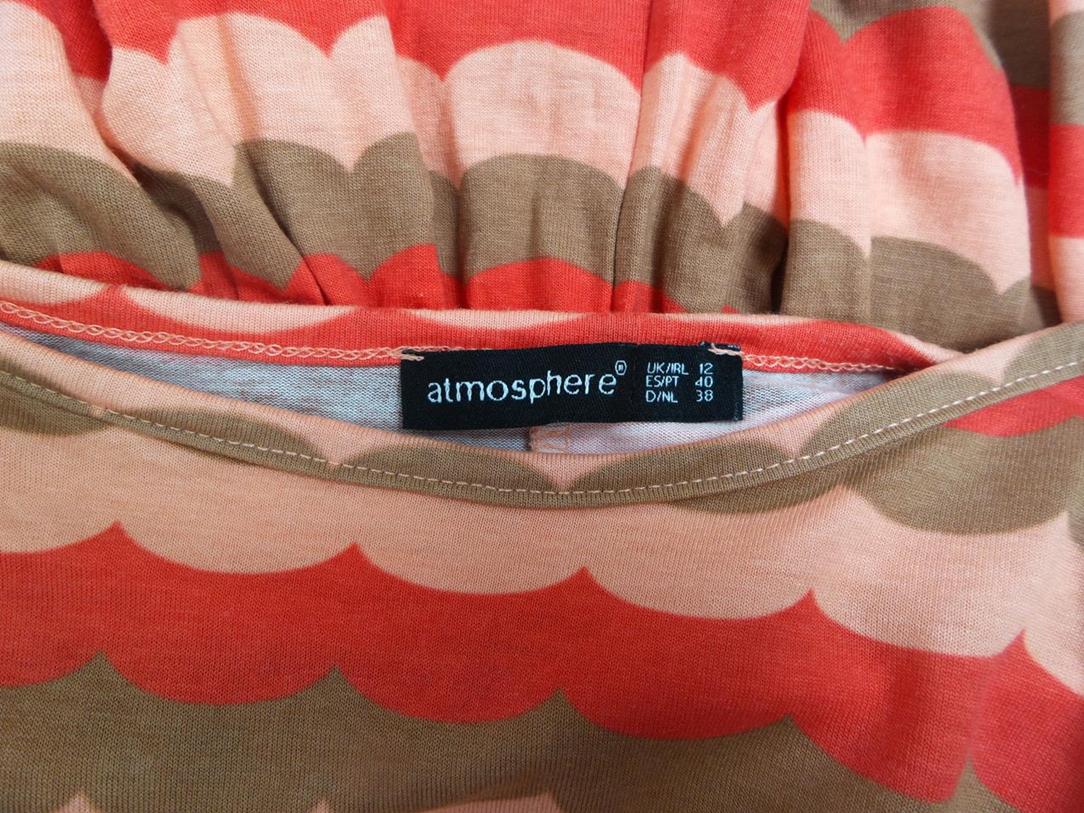 ATMOSPHERE Rozmiar 38 Pasy Okrągły dekolt Bluzka Krótki rękaw Materiał Wiskoza 100% ATMOSPHERE Rozmiar 38 Pasy Okrągły dekolt Bluzka Krótki rękaw Materiał Wiskoza 100%