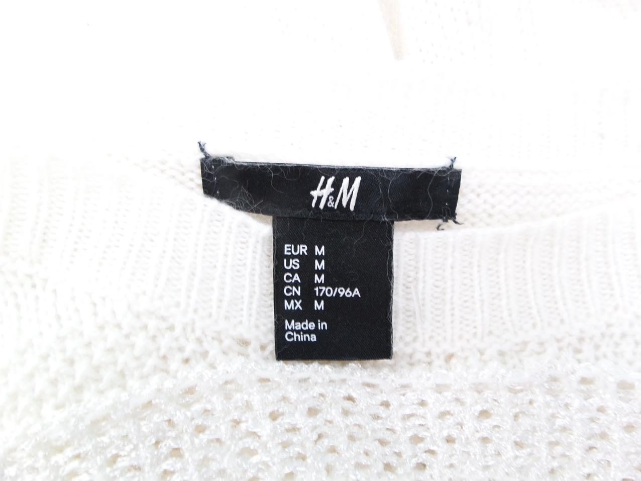 H&m Rozmiar M Kolor Biały Okrągły dekolt Tunika Bluzka Dzianina Długi rękaw Materiał Wiskoza H&m Rozmiar M Kolor Biały Okrągły dekolt Tunika Bluzka Dzianina Długi rękaw Materiał Wiskoza