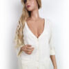 InWear Rozmiar XL Kolor Kremowy W serek Kardigan Zapinany Rękaw 3/4 Materiał Wiskoza Cienka dzianina