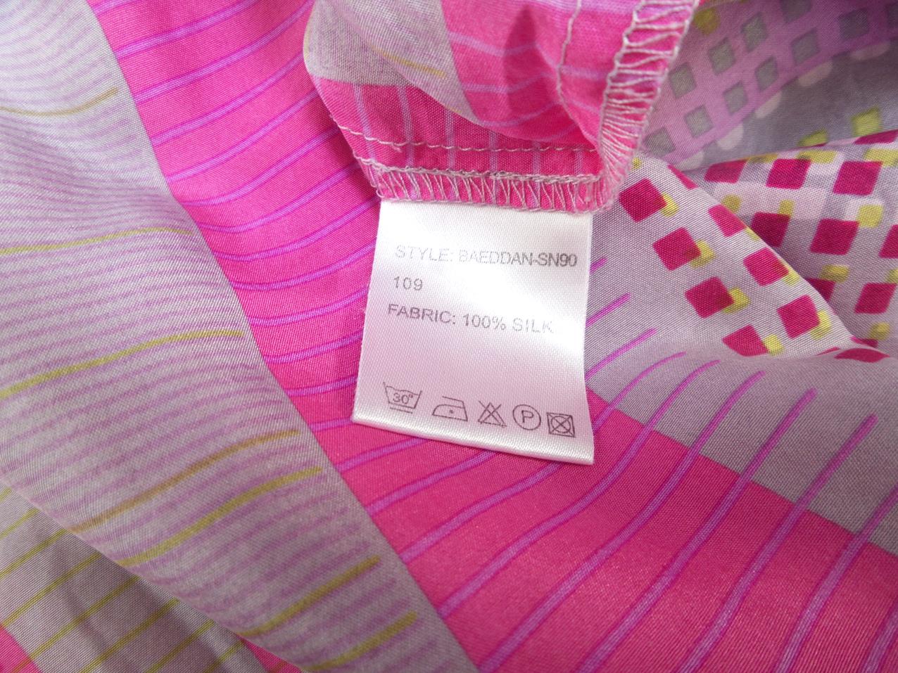 Rozmiar M Pasy Głęboki Serek Tunika Bluzka Krótki rękaw Materiał Jedwab 100% Rozmiar M Pasy Głęboki Serek Tunika Bluzka Krótki rękaw Materiał Jedwab 100%