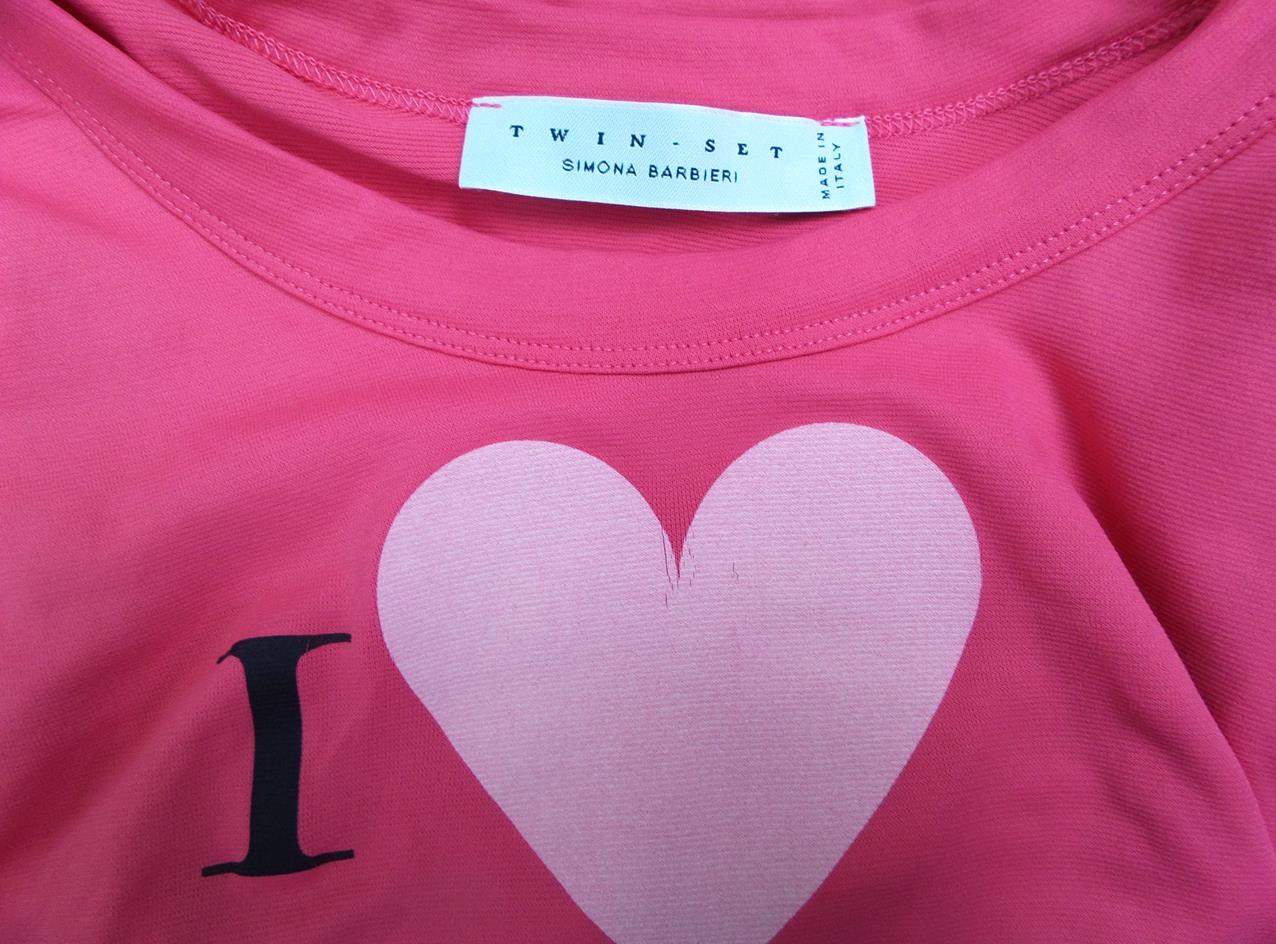20161123_083911.jpg Twin set Simona Barbieri Rozmiar XS Kolor Różowy Okrągły dekolt T-Shirt Krótki rękaw Materiał Bawełna