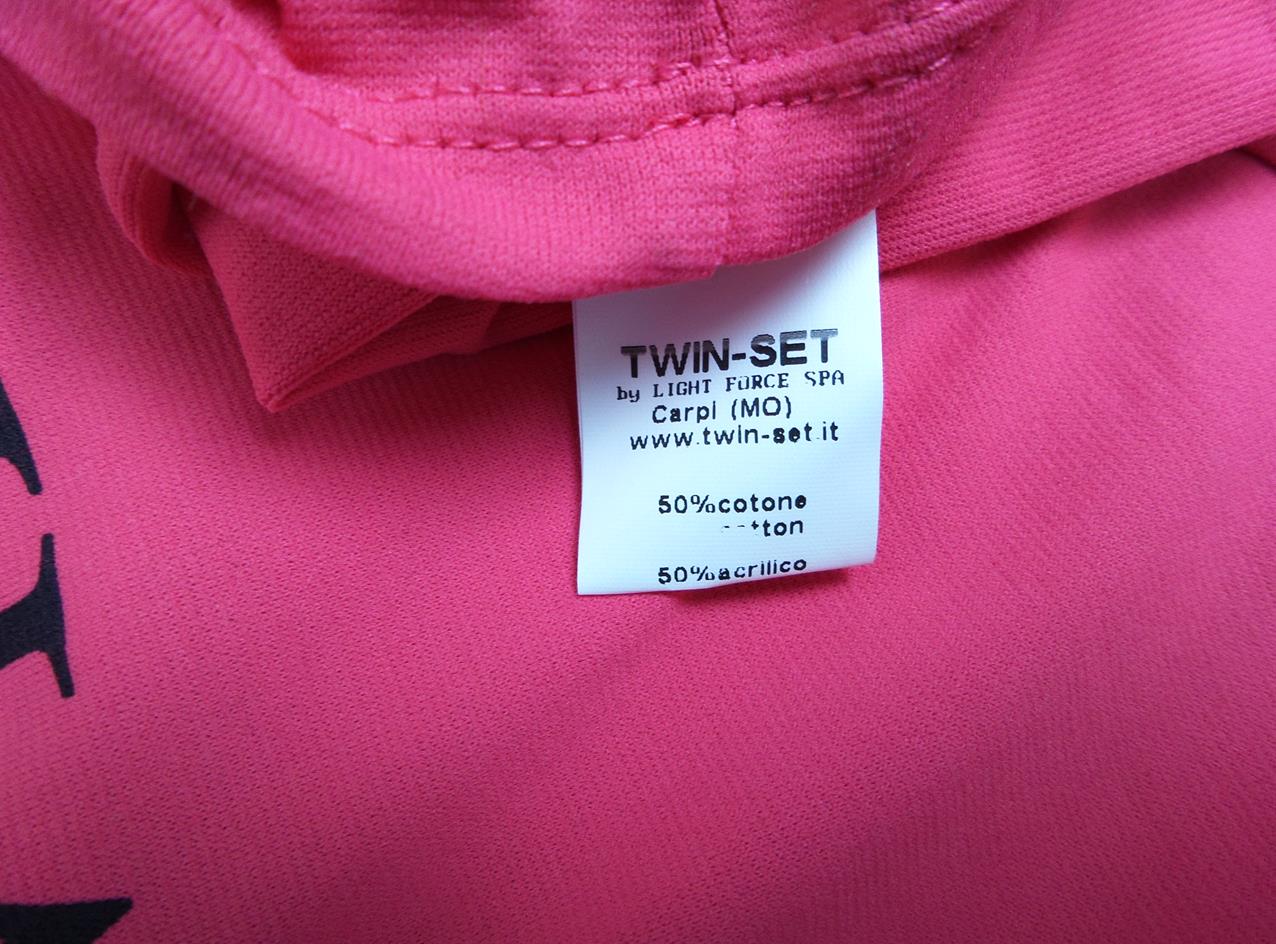 20161123_083940.jpg Twin set Simona Barbieri Rozmiar XS Kolor Różowy Okrągły dekolt T-Shirt Krótki rękaw Materiał Bawełna