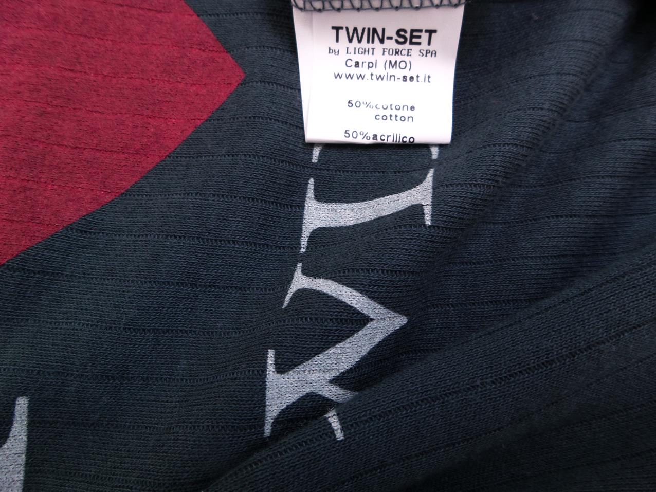 Twin set Simona Barbieri Rozmiar S Kolor Granatowy Okrągły dekolt T-Shirt Krótki rękaw Materiał Bawełna