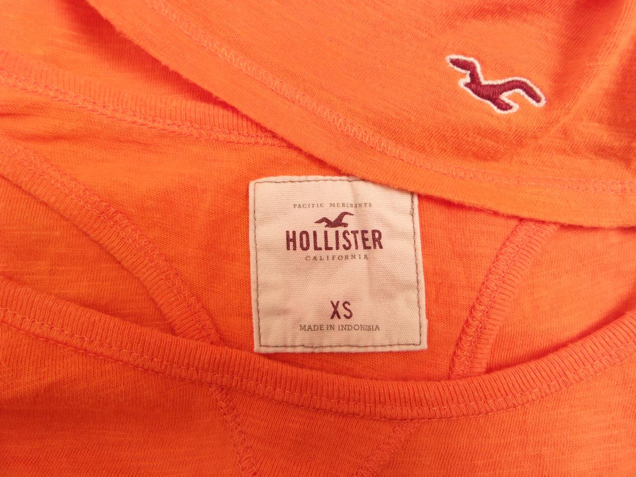 Hollister Rozmiar XS Kolor Pomarańczowy Okrągły dekolt Bluzka Bezrękawnik Materiał Bawełna