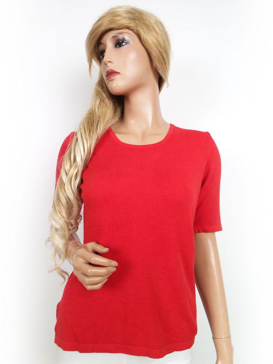 Piro Rozmiar M Kolor Czerwony Okrągły dekolt T-Shirt Krótki rękaw Materiał Wiskoza