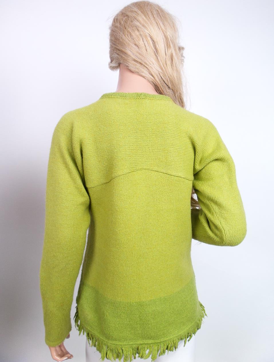 Kit karnaby Rozmiar L Kolor Limonkowa Zieleń Crew Neck Sweter Długi rękaw Materiał Wełna Jagnięca Gruba dzianina