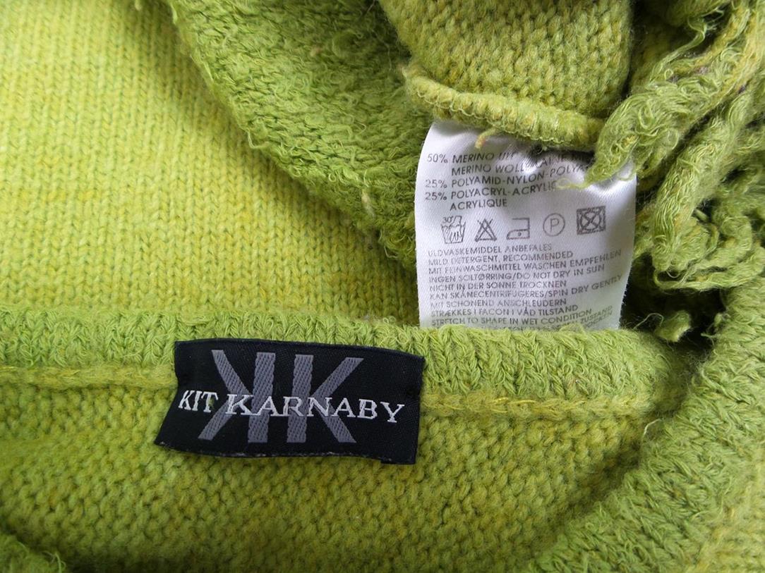 Kit karnaby Rozmiar L Kolor Limonkowa Zieleń Crew Neck Sweter Długi rękaw Materiał Wełna Jagnięca Gruba dzianina