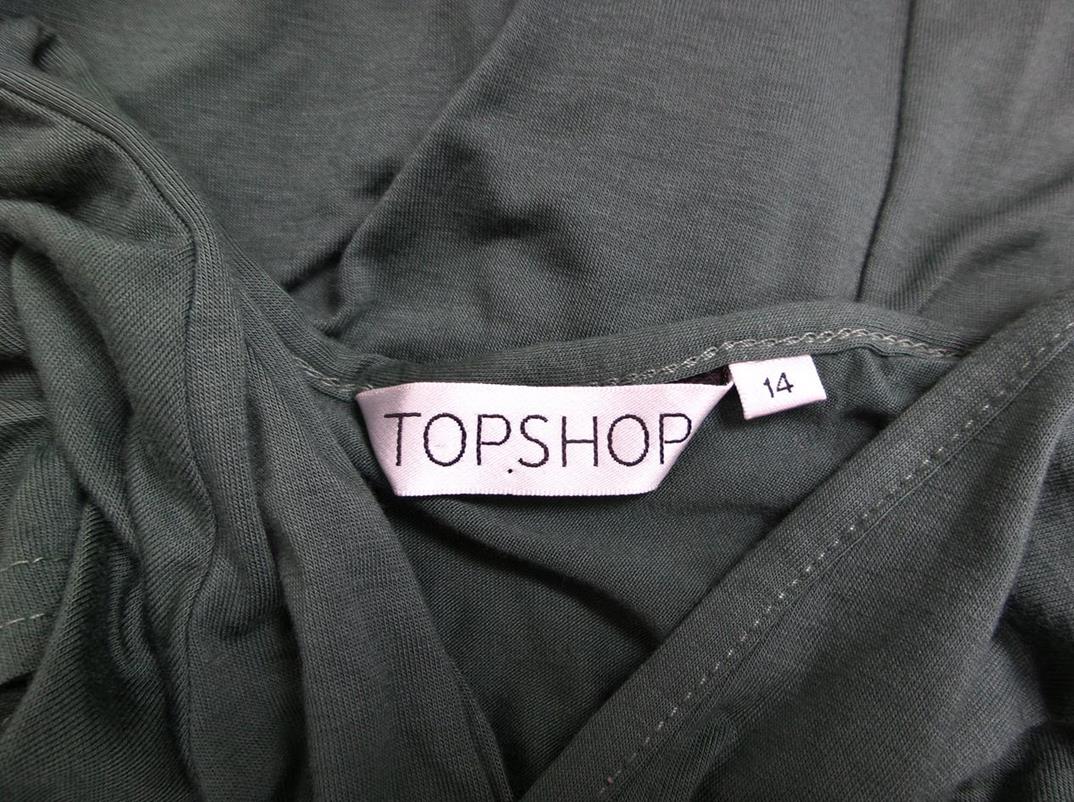 Topshop Rozmiar 14 ( 42 ) Kolor Zielony W serek Sukienka Zawijana Krótki rękaw Do Kolan Materiał Wiskoza Topshop Rozmiar 14 ( 42 ) Kolor Zielony W serek Sukienka Zawijana Krótki rękaw Do Kolan Materiał Wiskoza
