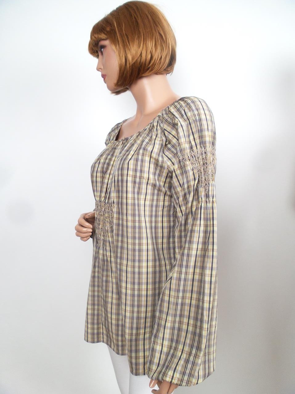 Hunkydory Rozmiar M Krata W łódkę Tunika Bluzka Długi rękaw Materiał Bawełna 100% Hunkydory Rozmiar M Krata W łódkę Tunika Bluzka Długi rękaw Materiał Bawełna 100%