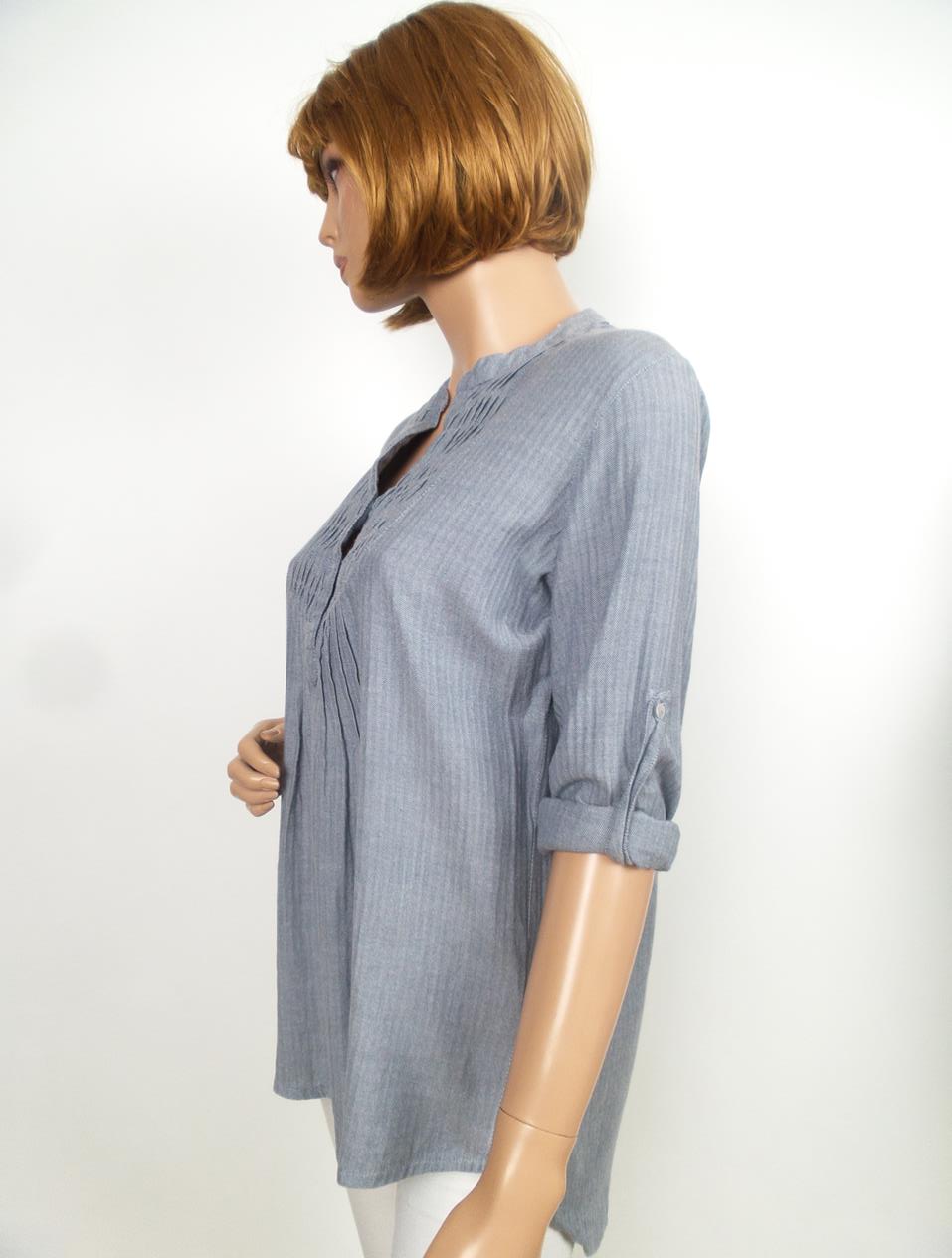Karen by Simonsen Rozmiar 42 Kolor Niebieski Split Crew Neck Tunika Popover Bluzka Długi rękaw Karen by Simonsen Rozmiar 42 Kolor Niebieski Split Crew Neck Tunika Popover Bluzka Długi rękaw