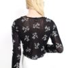 B Vintage Rozmiar 38 Kolor Czarny Drapowany dekolt Bluzka Crop Top Długi rękaw