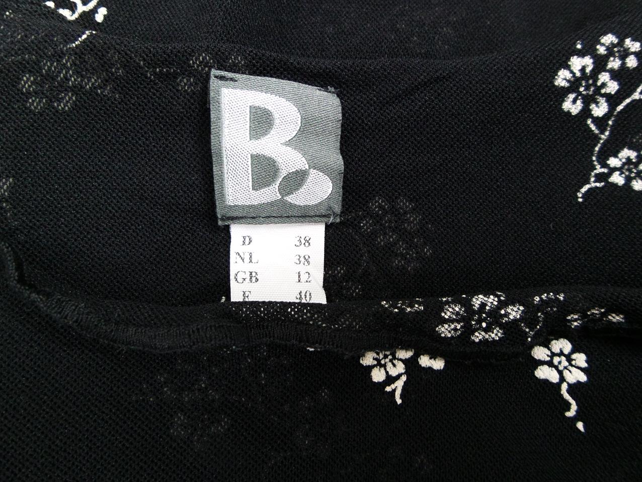 B Vintage Rozmiar 38 Kolor Czarny Drapowany dekolt Bluzka Crop Top Długi rękaw