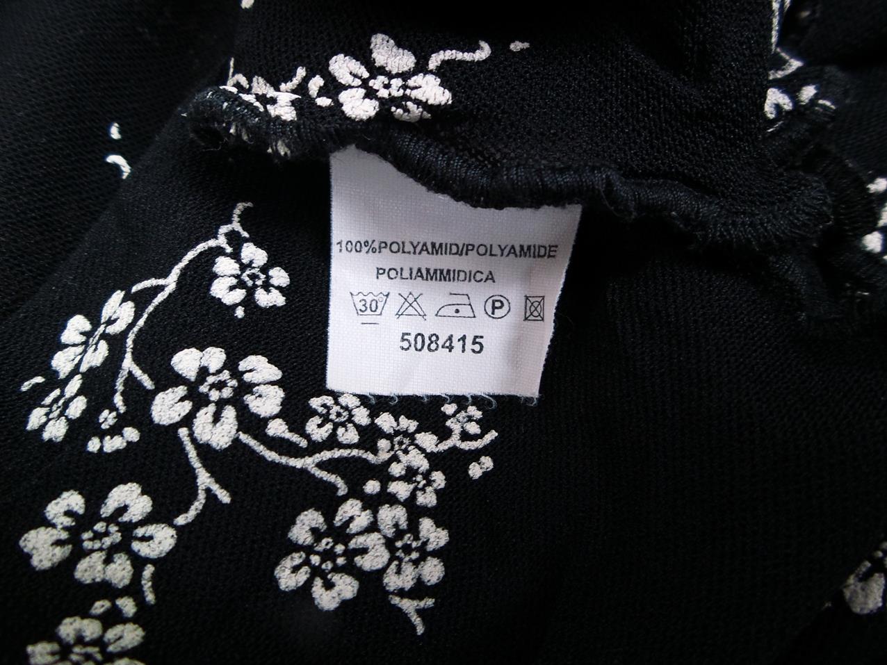 B Vintage Rozmiar 38 Kolor Czarny Drapowany dekolt Bluzka Crop Top Długi rękaw