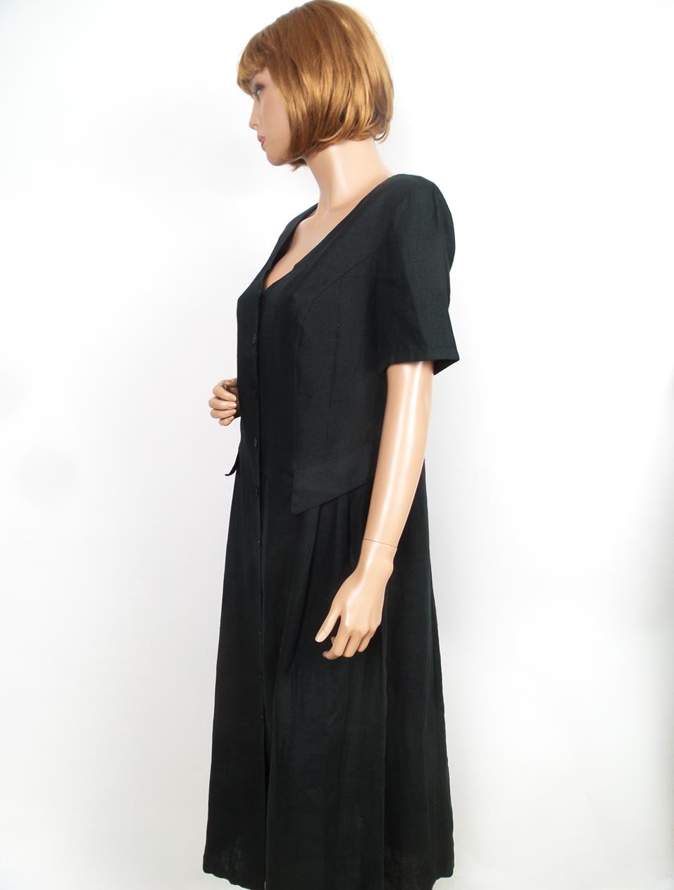 Rozmiar 40 Kolor Czarny W serek Sukienka Koszulowa Krótki rękaw Długa Materiał Tencel 100% Rozmiar 40 Kolor Czarny W serek Sukienka Koszulowa Krótki rękaw Długa Materiał Tencel 100%