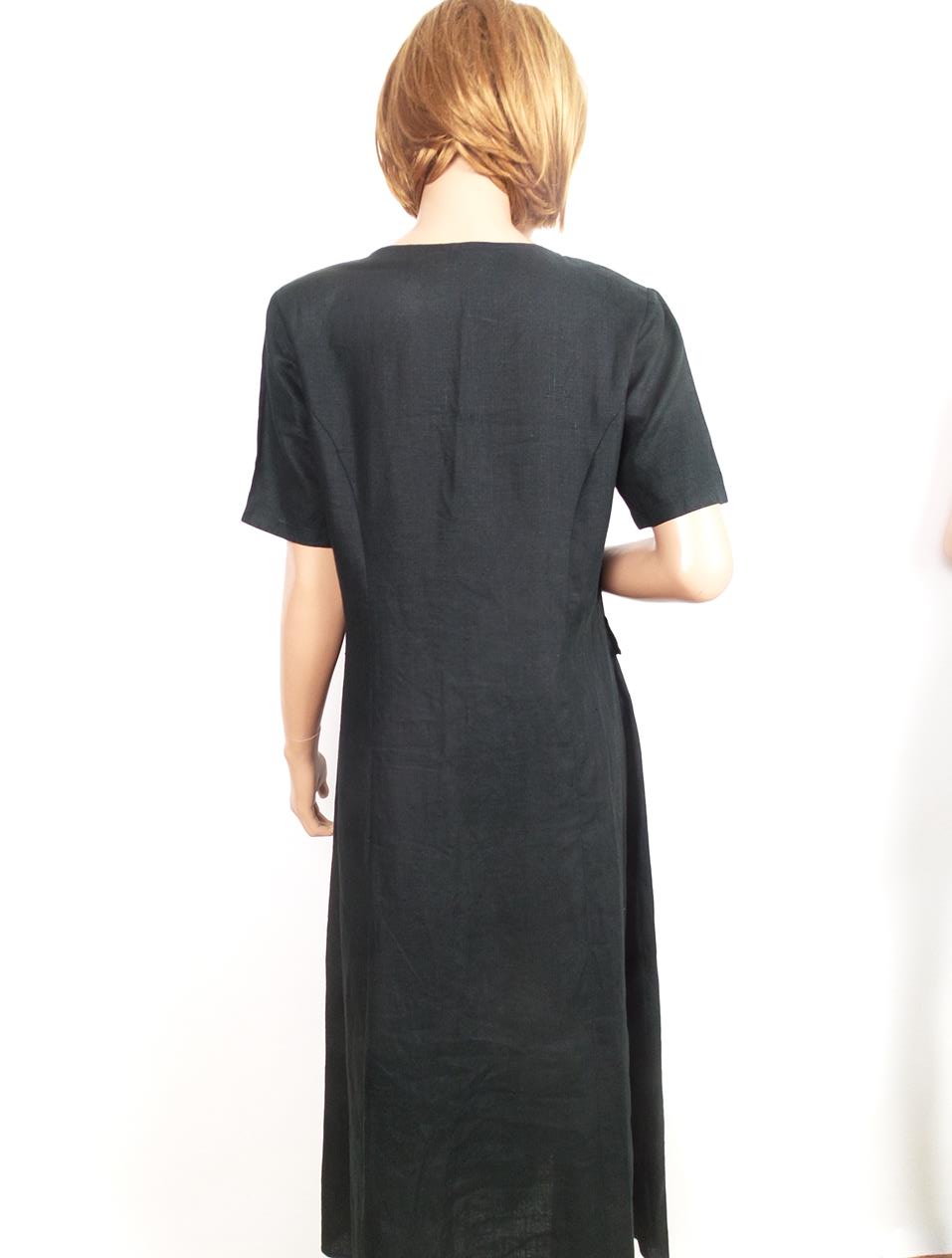 Rozmiar 40 Kolor Czarny W serek Sukienka Koszulowa Krótki rękaw Długa Materiał Tencel 100% Rozmiar 40 Kolor Czarny W serek Sukienka Koszulowa Krótki rękaw Długa Materiał Tencel 100%