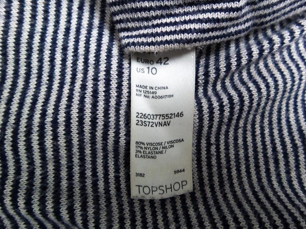 20161214_134118.jpg Topshop Rozmiar 42 Kolor Granatowy Pasy Okrągły dekolt Bluzka Długi rękaw Materiał Wiskoza