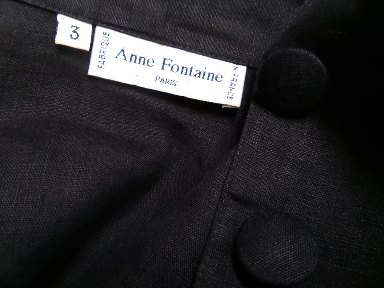 20161214_143344.jpg Anne Fontaine Rozmiar 3 Kolor Czarny Kołnierz Koszula Zapinana Bluzka Rękaw 3/4 Materiał Len 100%