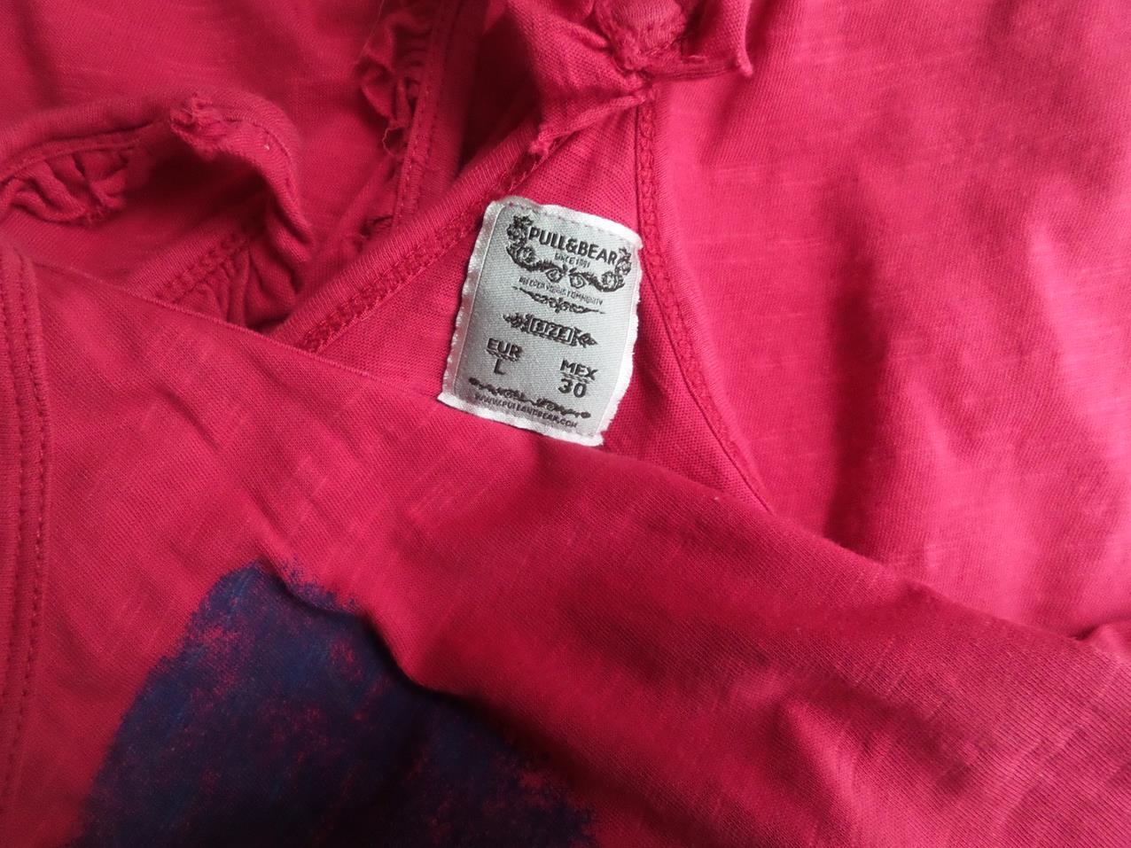 Pull and Bear Rozmiar L Kolor Czerwony Dekolt U Bluzka Bezrękawnik