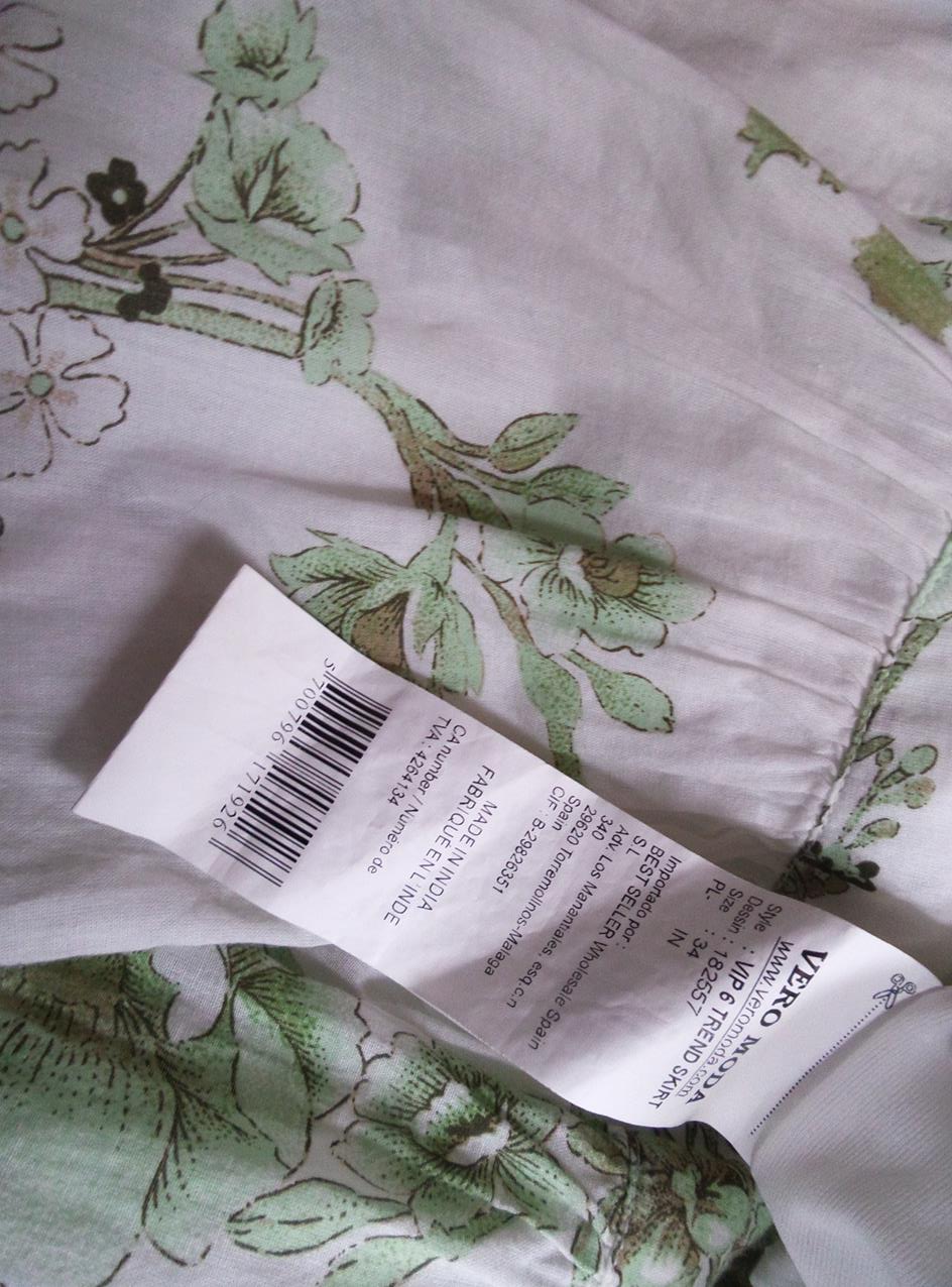Vero moda Rozmiar 34 Kolor Zielony A-Line Spódnica Midi Materiał Bawełna