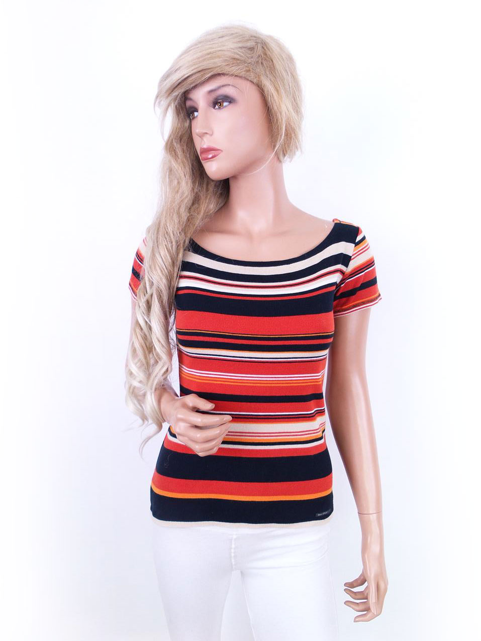 Rozmiar XS Kolor Czerwony W łódkę T-Shirt Krótki rękaw Materiał Bawełna