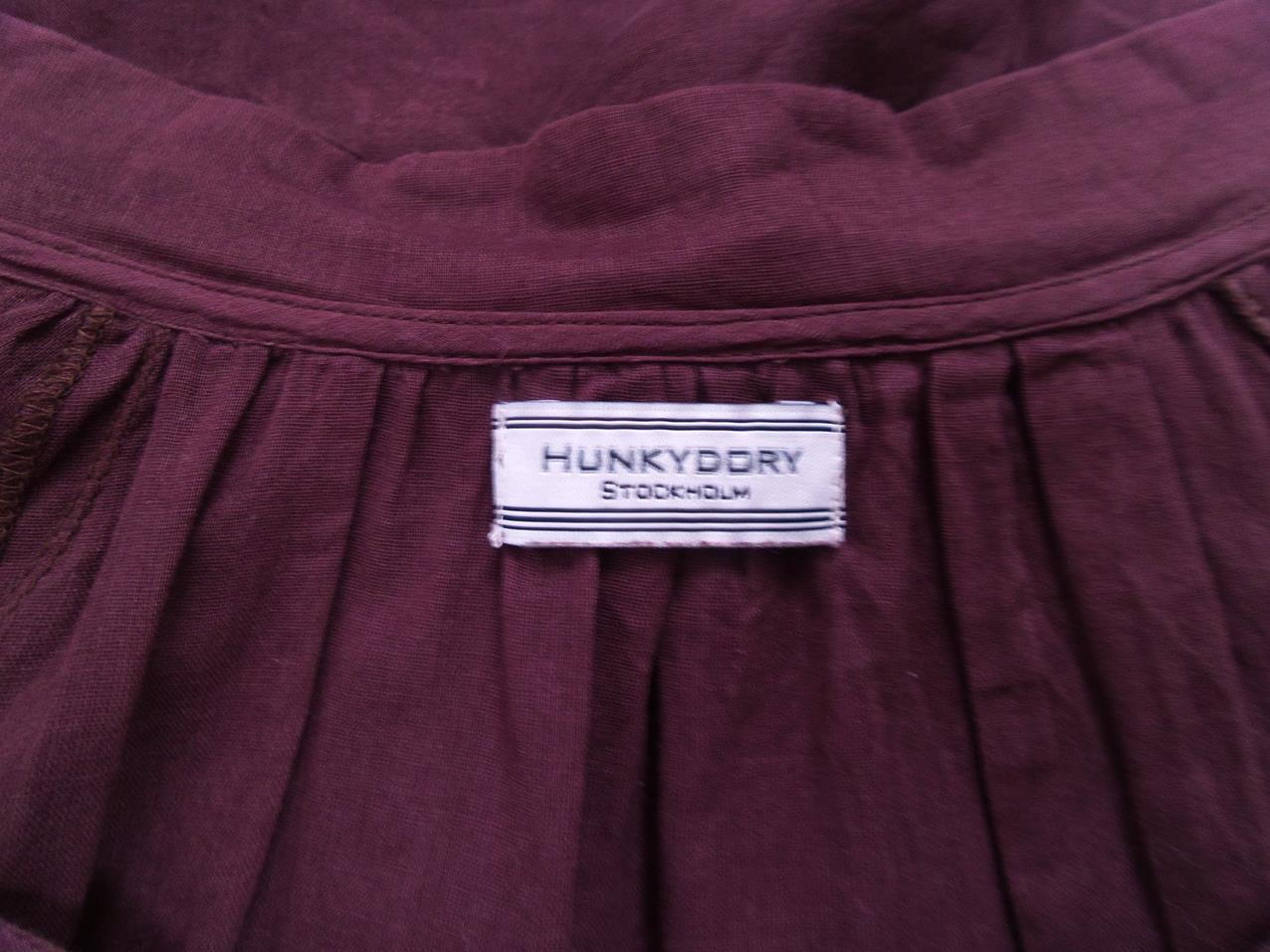 Hunkydory Rozmiar L Kolor Brązowy Okrągły dekolt Tunika Popover Bluzka Rękaw 3/4 Materiał Bawełna