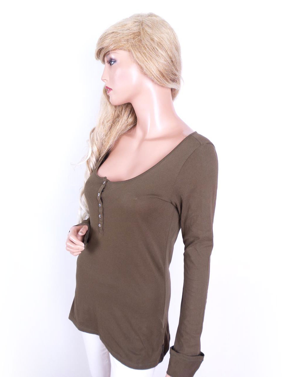 Maison scotch Rozmiar S Kolor Khaki Dekolt U Tunika Popover Bluzka Długi rękaw Materiał Bawełna Maison scotch Rozmiar S Kolor Khaki Dekolt U Tunika Popover Bluzka Długi rękaw Materiał Bawełna