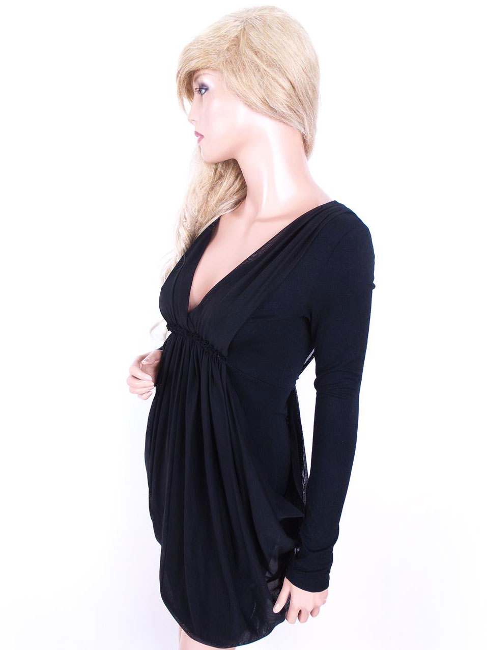 St-martins Rozmiar S Kolor Czarny W serek Sukienka Bodycon Długi rękaw Do Kolan St-martins Rozmiar S Kolor Czarny W serek Sukienka Bodycon Długi rękaw Do Kolan